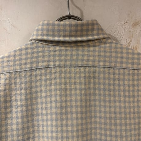 70s　PENDLETON　L/S ウールシャツ　Size M　USA製　ペンドルトン　水色×白　(S4527)