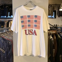 90s　ONEITA　ショートスリーブTシャツ　USA製　星条旗　白T　(S2272)