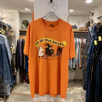 90s　FRUIT OF THE LOOM 　ショートスリーブ Tシャツ　USA製　オレンジT　イベントT　(S2364)