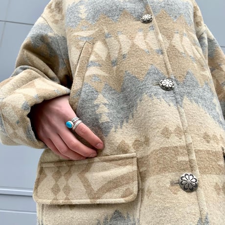 LAUREN　Ralph Lauren　Native Blanket Coat　ネイティブ柄ブランケットコート　コンチョボタン　(S1812)