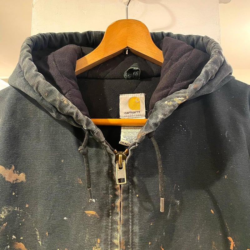 carhartt USA製 アクティブジャケット 黒 XL ペンキ ダック地 carhartt USA製 アクティブジャケット 黒 XL ペンキ ダック地