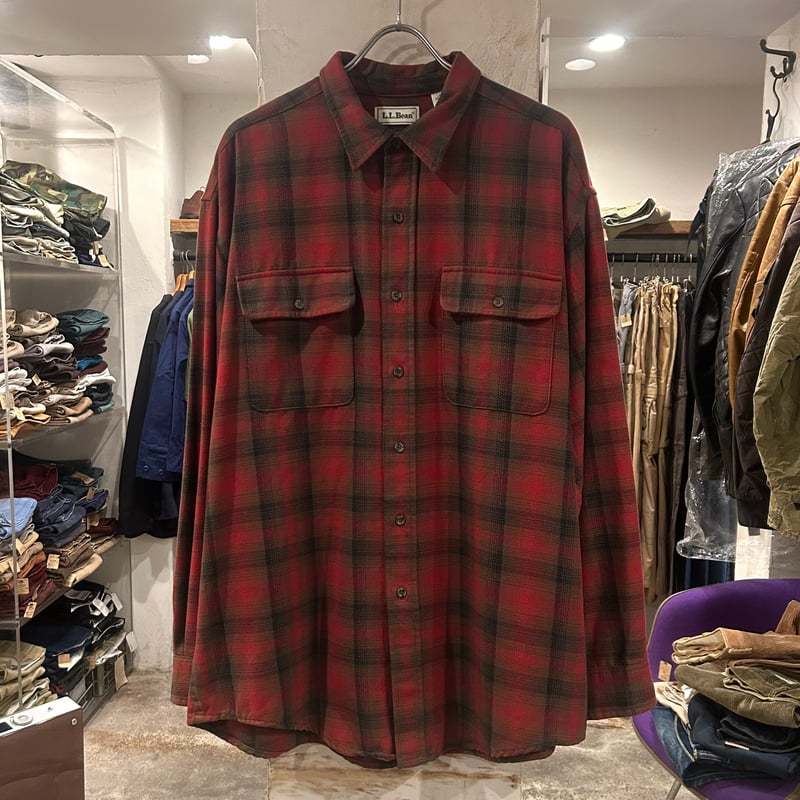 L.L.Bean L/Sネルシャツ エルエルビーン コットンシャツ シャドー