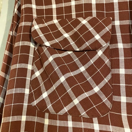 40s　Brookville　L/S Vintage Rayon Shirt　ヴィンテージ レーヨンシャツ　Size M　ボックスシャツ　オープンカラー　(S4053)