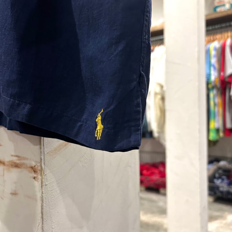 ラルフローレン オープンカラーシャツ　ネイビー　M Polo Ralph Lauren Linen Silk Open Collar S/S Shirt 紺 3XB