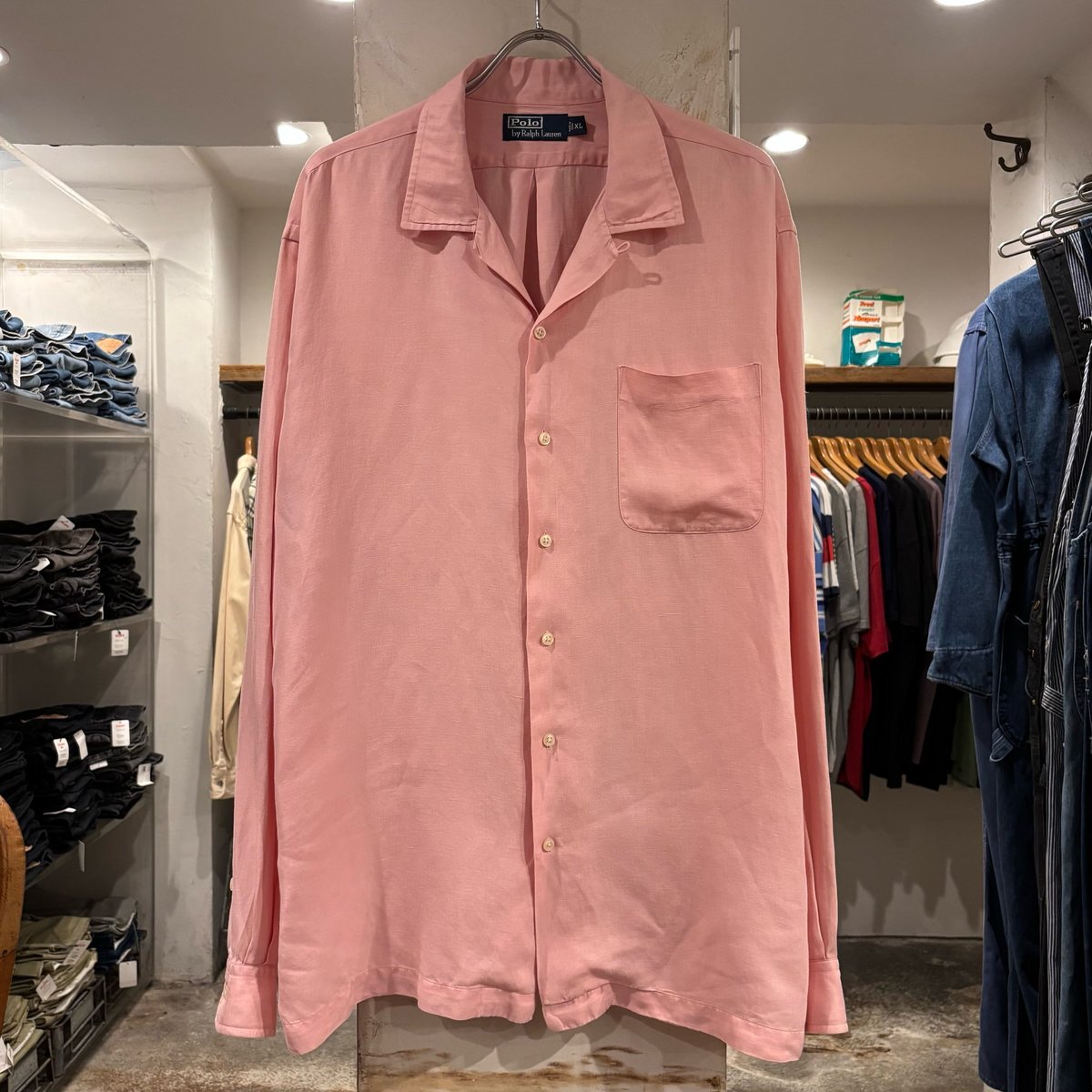 ✨️激レア✨️シンプル リネンシャツ POLO ラルフローレン ピンク XS ✨️激レア✨️シンプル リネンシャツ POLO ラルフローレン