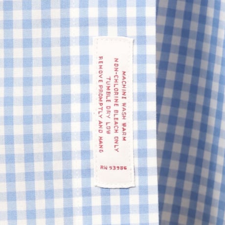 Brooks Brothers 346　ギンガムチェック　コットンシャツ　白ｘ水色　ボタンダウンシャツ　ブルックスブラザーズ　(Y0041)