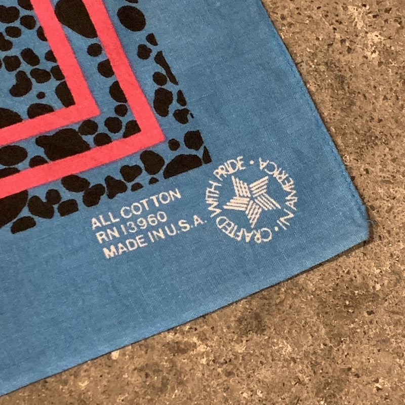 Bandana ヴィンテージバンダナ ターコイズブルー USA製 アニマル