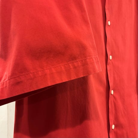 90s　Polo by Ralph Lauren　CALDWELL　S/Sオープンカラーシャツ　ラルフローレン　Size XXL　半袖シャツ　レッド系　コットン　(S4590)