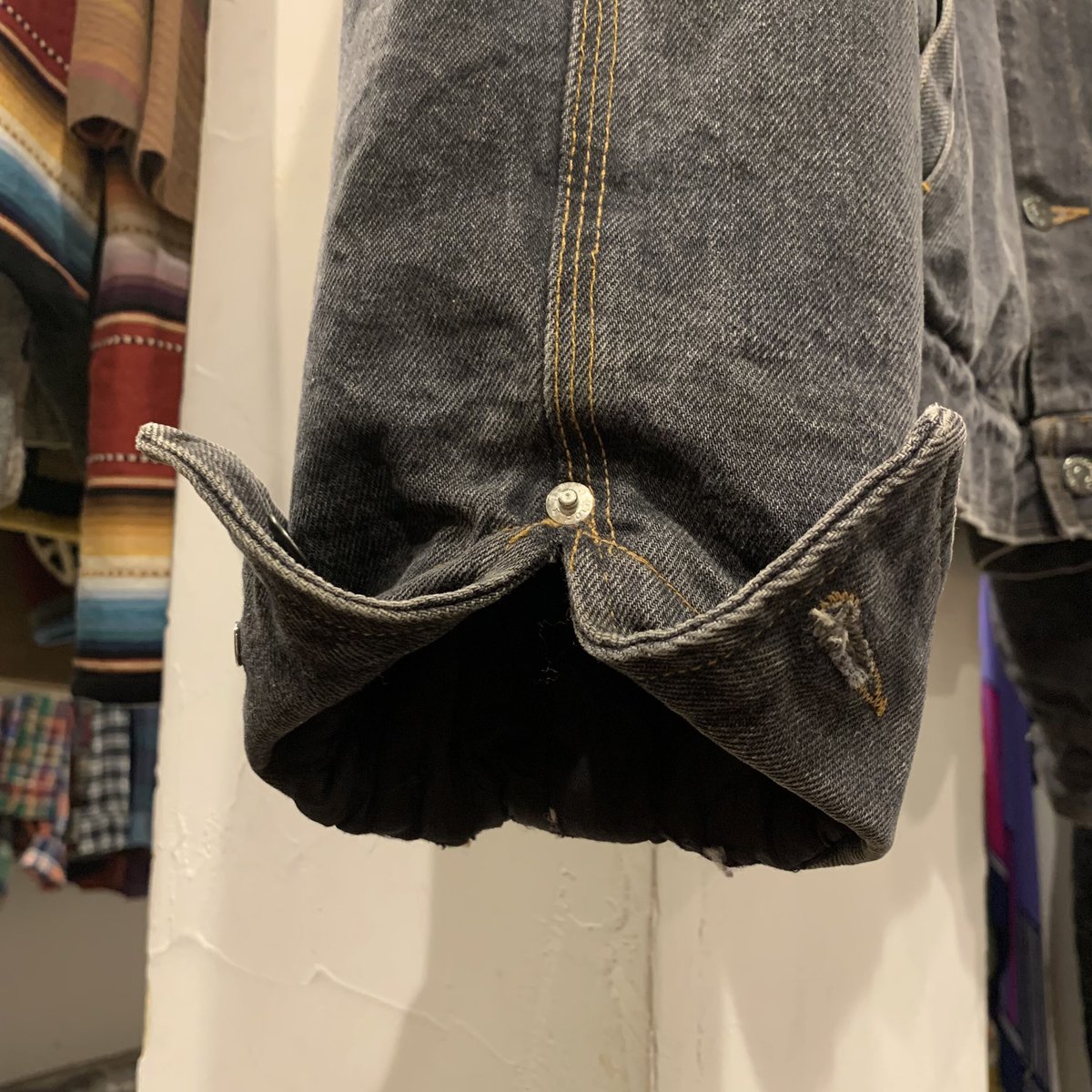 ラルフローレン　90s デニムジャケット　チェック　コーデュロイ襟 80s POLO RALPH LAUREN ブラックデニムジャケット ラルフ