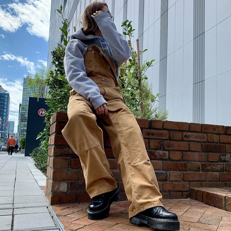 90s Carhartt ダック地 オーバーオール ダブルニー カーハート (S2187