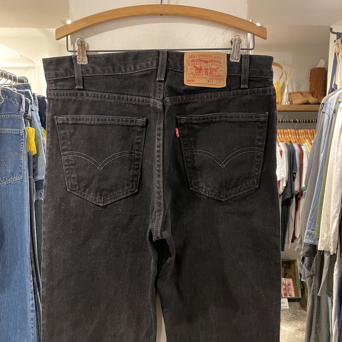 Levi's リーバイス 再構築スプリットデニムパンツ 後染ブラックデニム