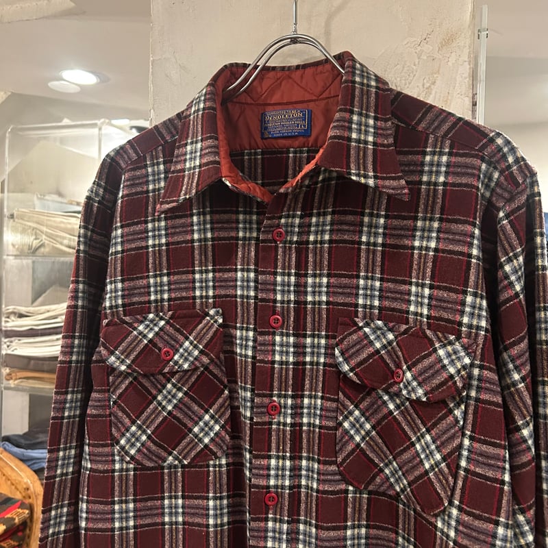 70s PENDLETON ウールチェックシャツ ペンドルトン Size L USA製
