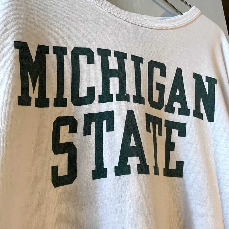 Champion Michigan State Tシャツ XXL 80s 80s Champion S/S Tシャツ MICHIGAN 染み込みプリント USA製 Si