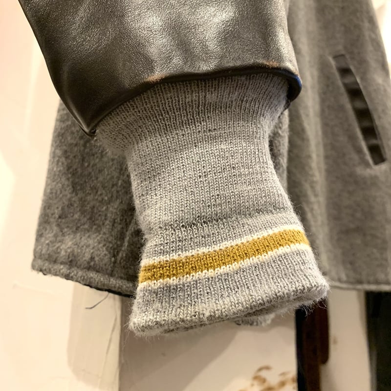 80s Fordham スタジャン フォーダム ロング丈 ウールxレザー (S2080