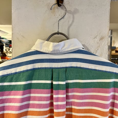90s　POLO by Ralph Lauren　L/Sラガーシャツ　ラルフローレン　ボーダー柄　USA製　(S3503)