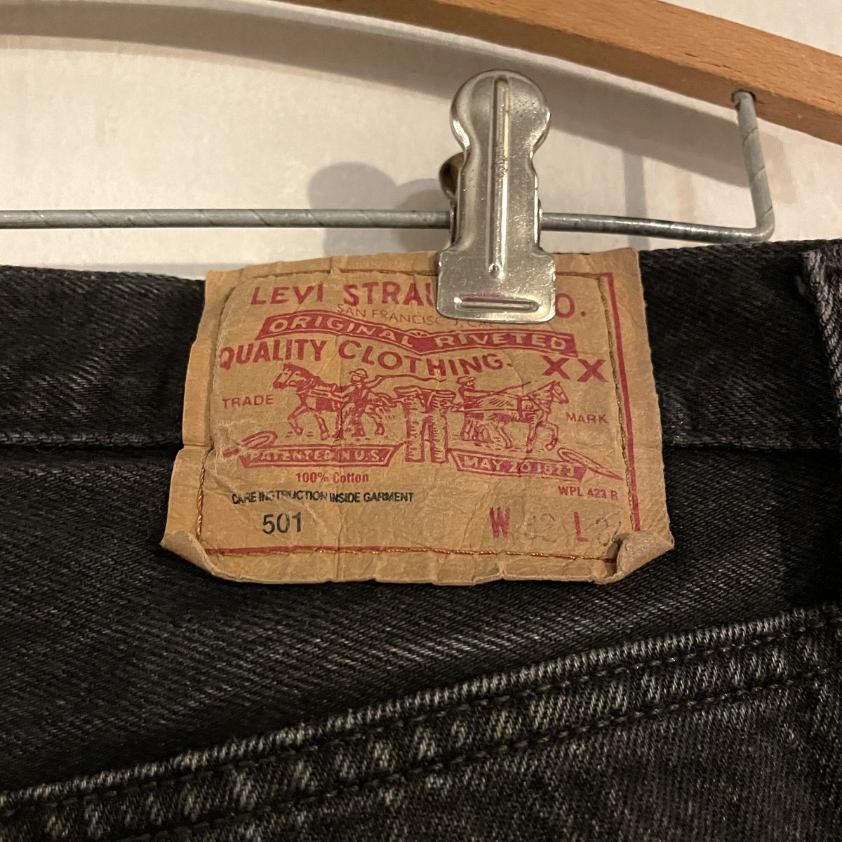 90s Levi's 501 0185 後染め ブラックデニム パンツ USA製 32×34 90s Levi's 501 0185 後染め ブラックデニム パンツ USA製 32×34