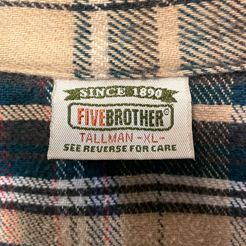 80s FIVE BROTHER L/S ネルシャツ USA製 Size XL コットンシャツ 80s FIVE BROTHER L/S ネルシャツ USA製 Size XL コットンシャツ