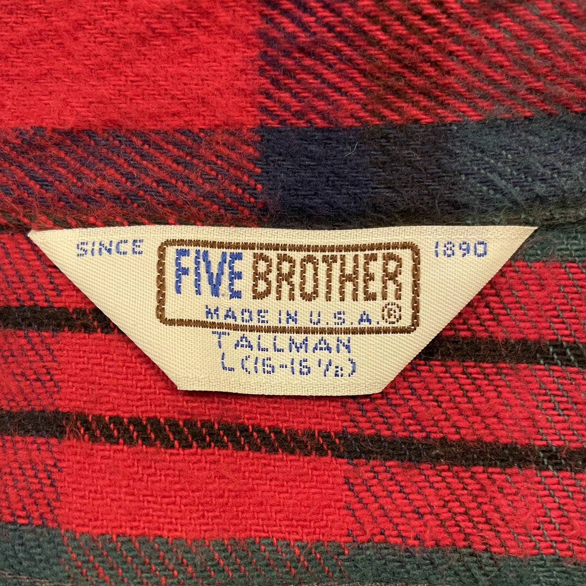 70s USA製 ファイブブラザー シャンブレーシャツ L コットン100% 70s FIVE BROTHER L/S ネルシャツ USA製 Size L ファイブブラザー
