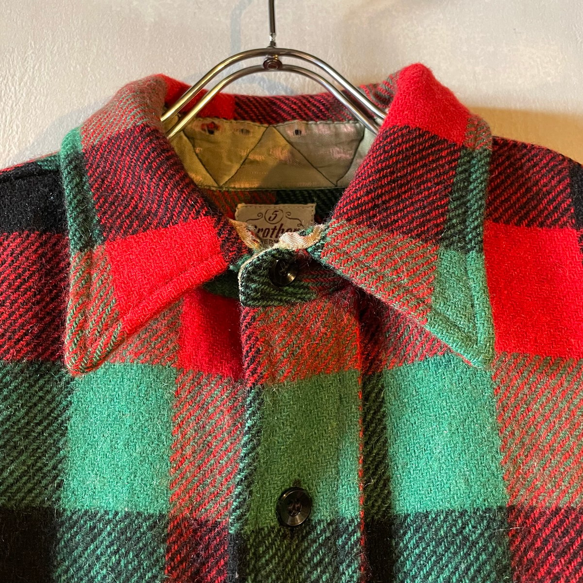 50s FIVE BROTHER Vintage Wool Shirt マチ付き UNION