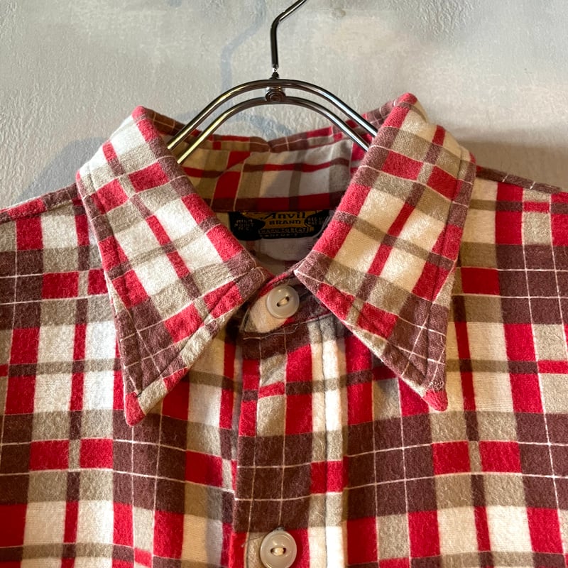 50s Anvil BRAND Vintage Shirt プリント ネルシャツ チェックシャ...