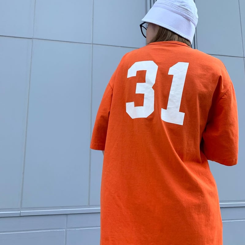 90s Eagle SPORTSWEAR ヘンリーネックTシャツ ナンバリングT オレンジ (
