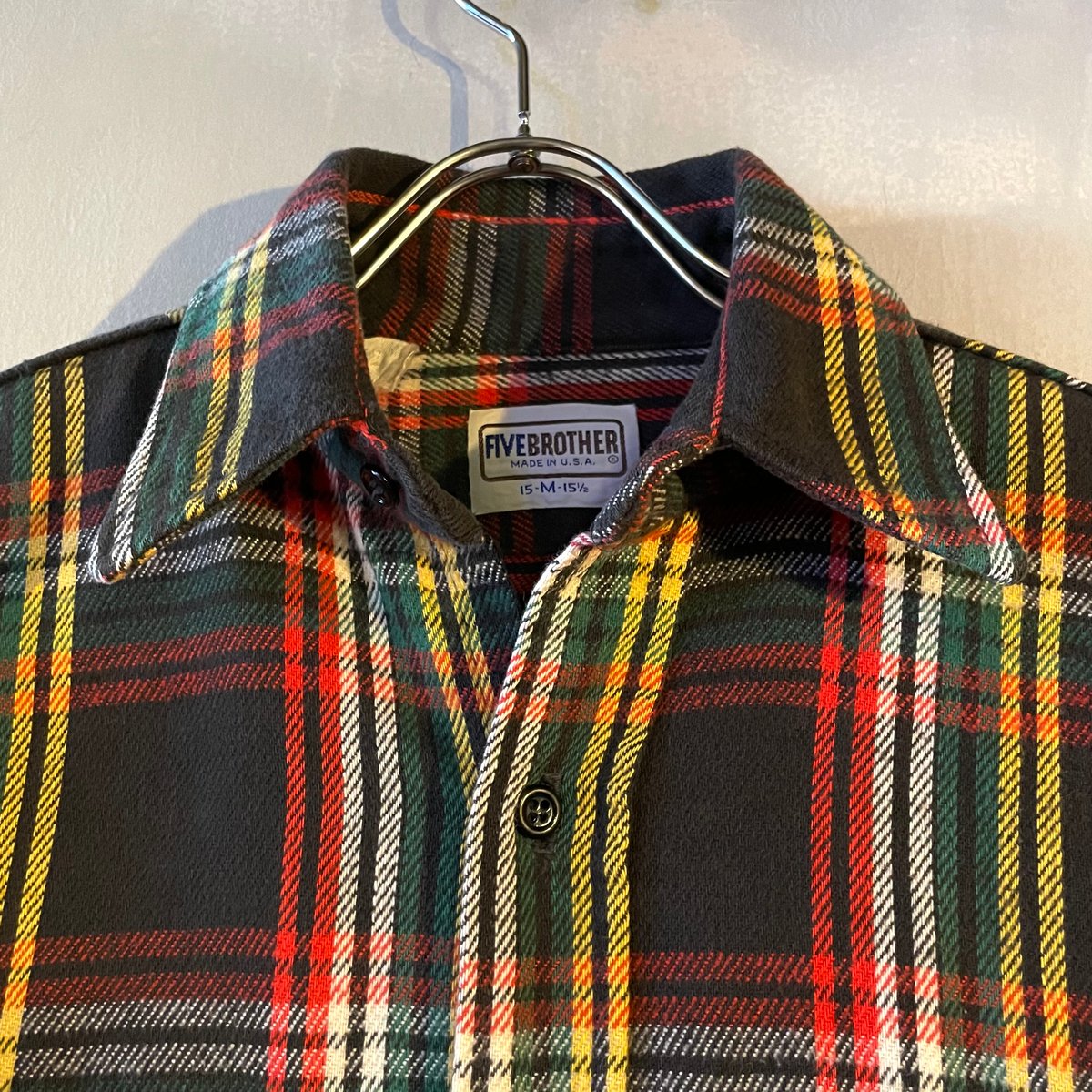 80s FIVE BROTHER L/S ネルシャツ USA製 Size M ファイブブラザー