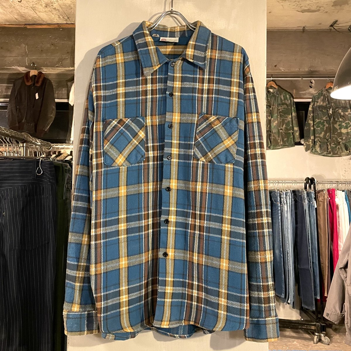 70’s ヴィンテージ　ネルシャツ 古着 70s John Weitz トリコロール カラー ボックス パジャマ