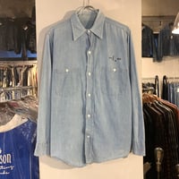 60s　US NAVY　シャンブレーシャツ　ステンシル　ミリタリーシャツ　コットン　USN　(S2359)