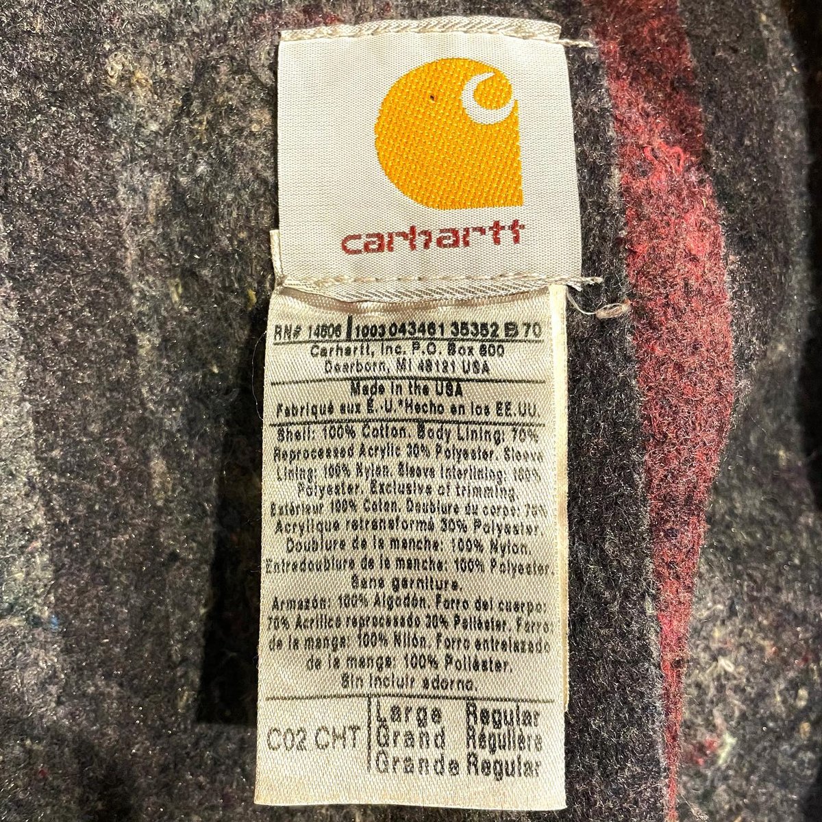 USA製 カーハート ダック ミシガンチョアコート C02 PTL/Mサイズ carhartt ミシガンチョアコート USA製 ダック地 ワークジャケット L