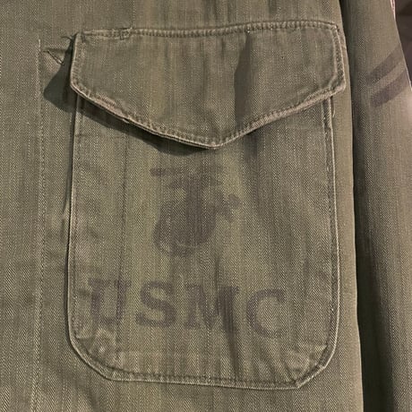 50s　USMC　P-53 HBT JACKET　マリンコープ　ヘリンボーンツイルジャケット　ミリタリージャケット　比翼　(S4465)