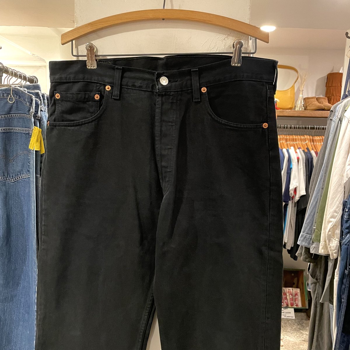 90s Levi's 501 後染めブラックデニムパンツ ユーロリーバイス ボタン