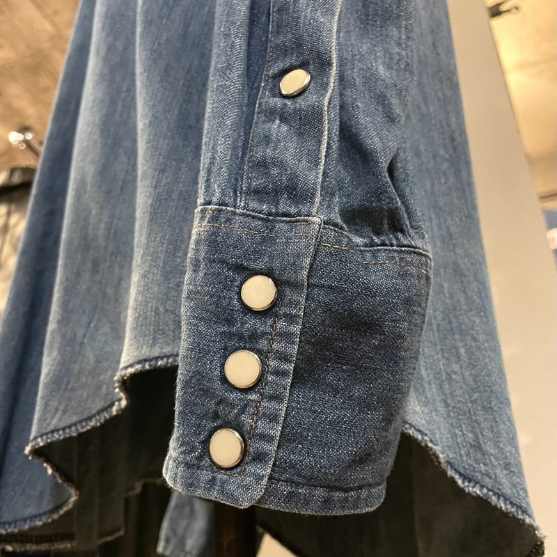 70s Wrangler 27MW デニム ウエスタンシャツ USA製 白タグ ラングラー (