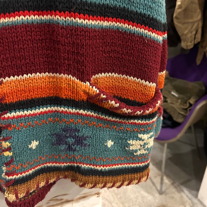 90s COUNTRY RALPH LAUREN ネイティブ柄 ショールカラーガウン 90s COUNTRY RALPH LAUREN ネイティブ柄 ショールカラーガウン