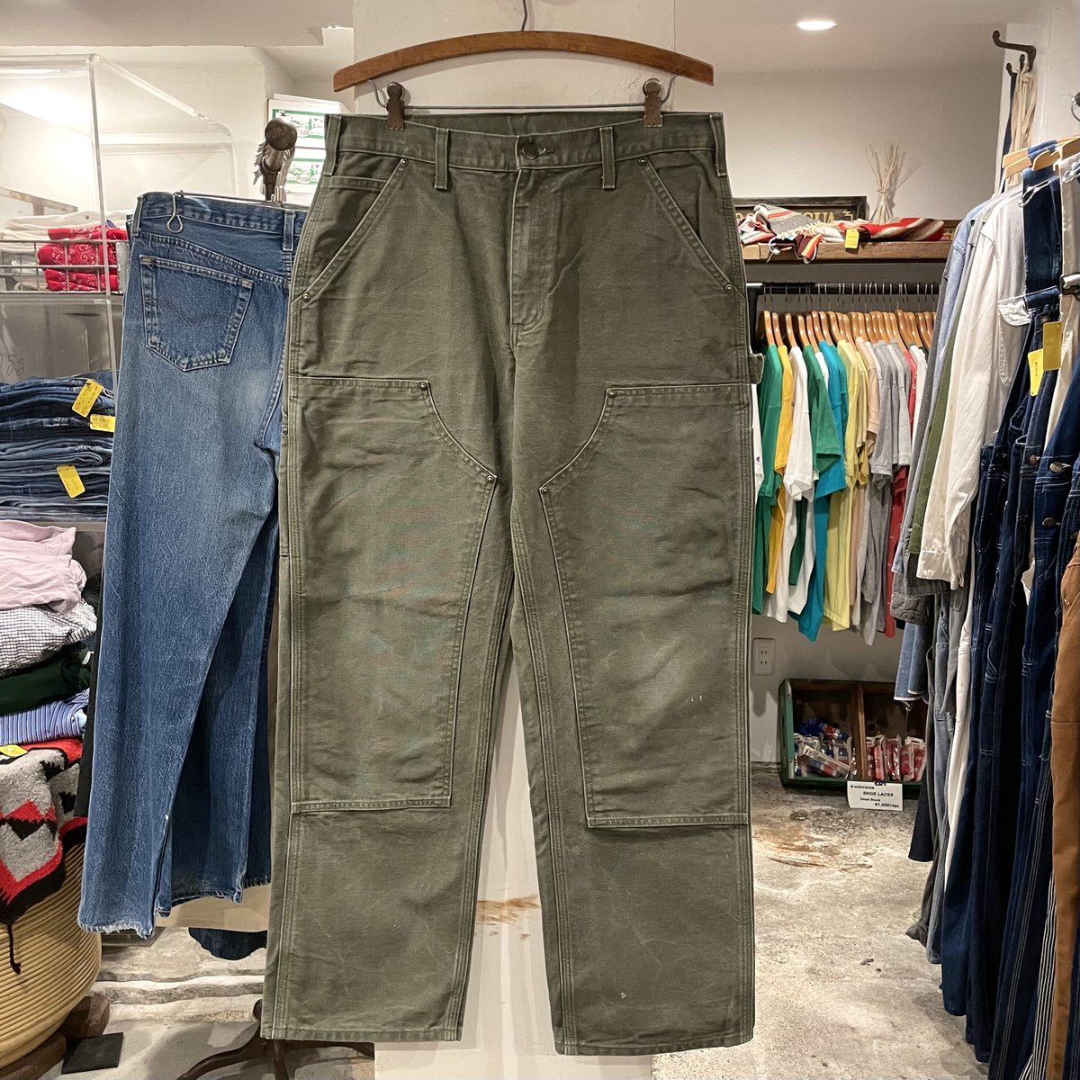Carhartt ダック地 ペインターパンツ ダブルニー モスグリーン Carhartt ダック地 ペインターパンツ ダブルニー モスグリーン