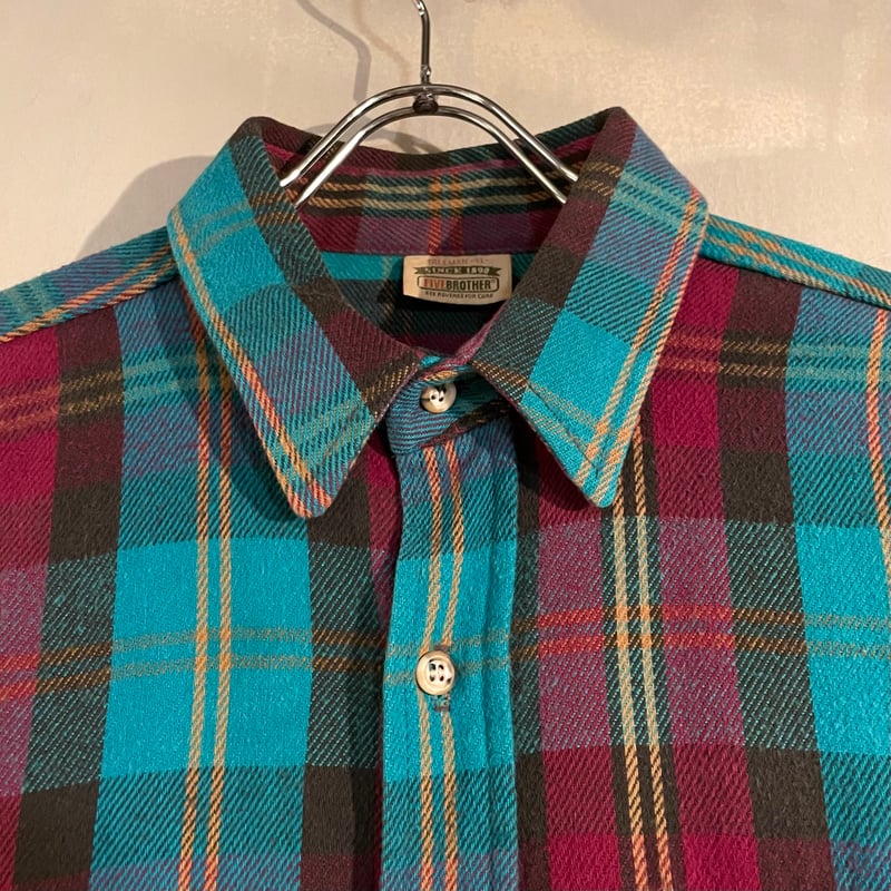80s FIVE BROTHER L/S ネルシャツ USA製 Size XL コットンシャツ