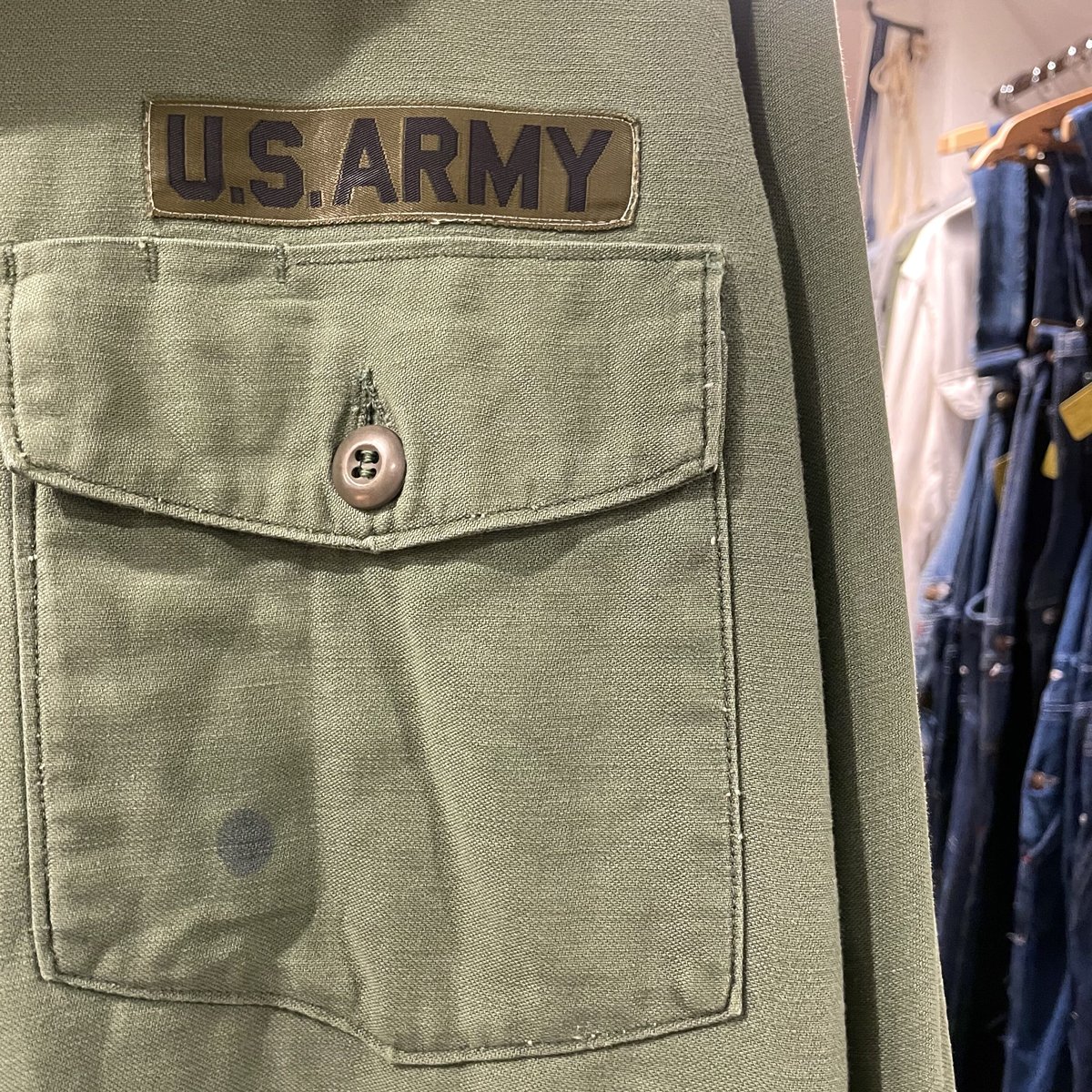 60s US ARMY ユーティリティシャツ OG107 COTTON SATEEN SHIR