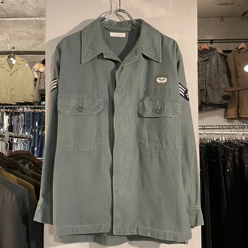 50s US AIR FORCE ユーティリティシャツ セージグリーン 比翼 50s US AIR FORCE ユーティリティシャツ セージグリーン 比翼
