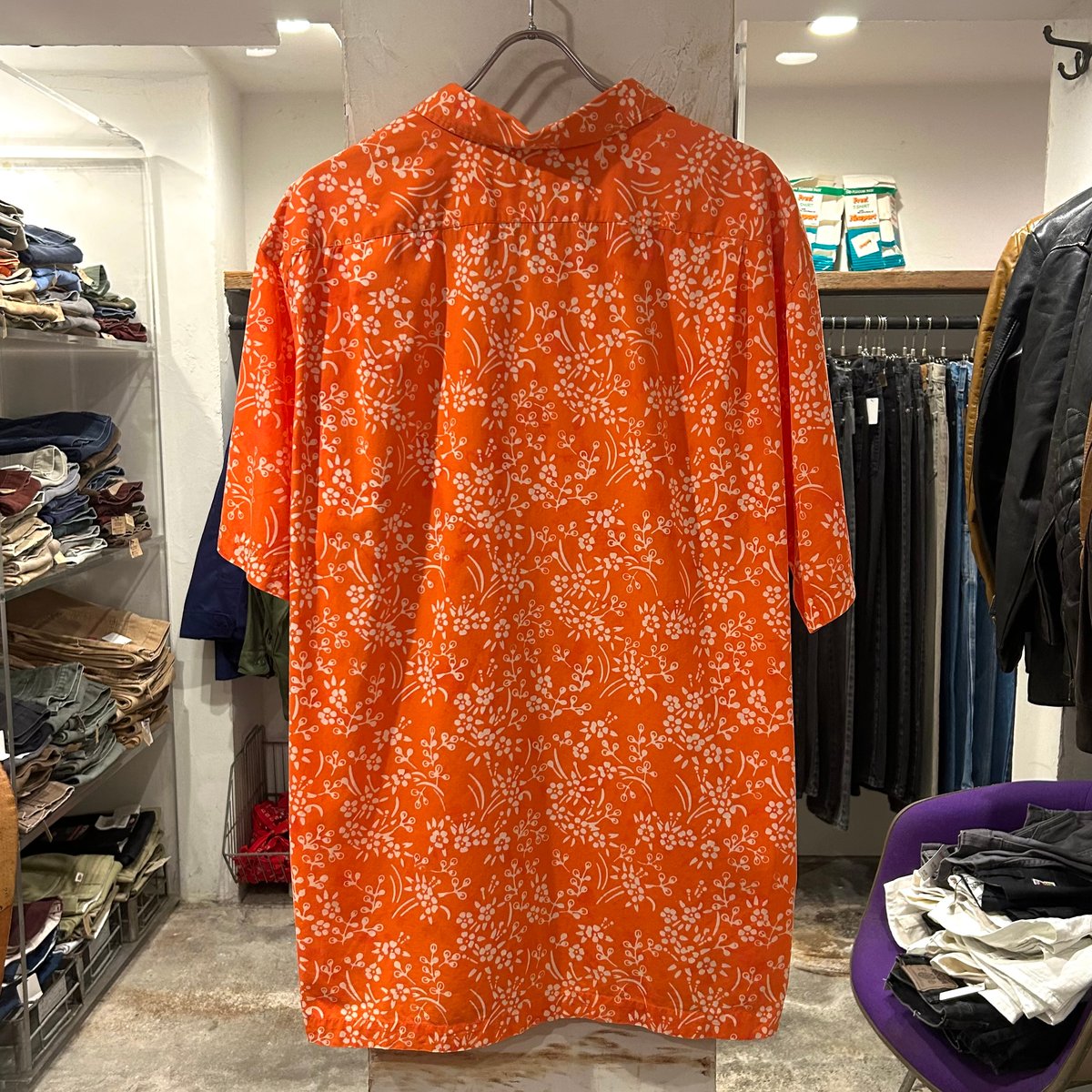 【最高級】ラルフローレンコレクション　総柄　ワンピース　オレンジ　コットン　L 最高級】ラルフローレンコレクション 総柄 ワンピース オレンジ