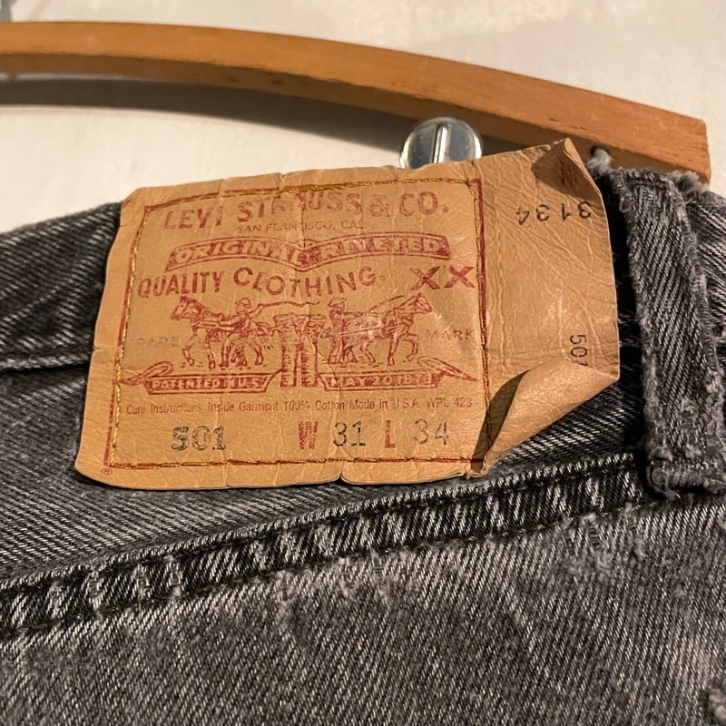 【雰囲気◎】Levi's 96年製 501 USA製 ブラック W38 90s Levi's 501 後染め ブラックデニムパンツ 31×34 USA製 1996