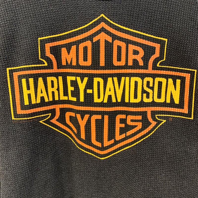 Harley-Davidson　長袖Tシャツ　USA製　フレイム　炎　サーマル 90s USA製 HARLEY-DAVIDSONハーレー ダビッドソン フレイムス