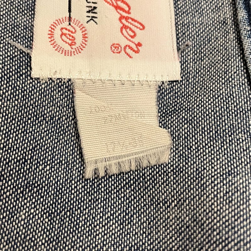 70s Wrangler 27MW デニム ウエスタンシャツ USA製 白タグ ラングラー (