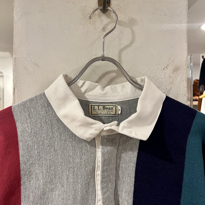 90s LLBean ラガーシャツ エルエルビーン ストライプ柄 USA製