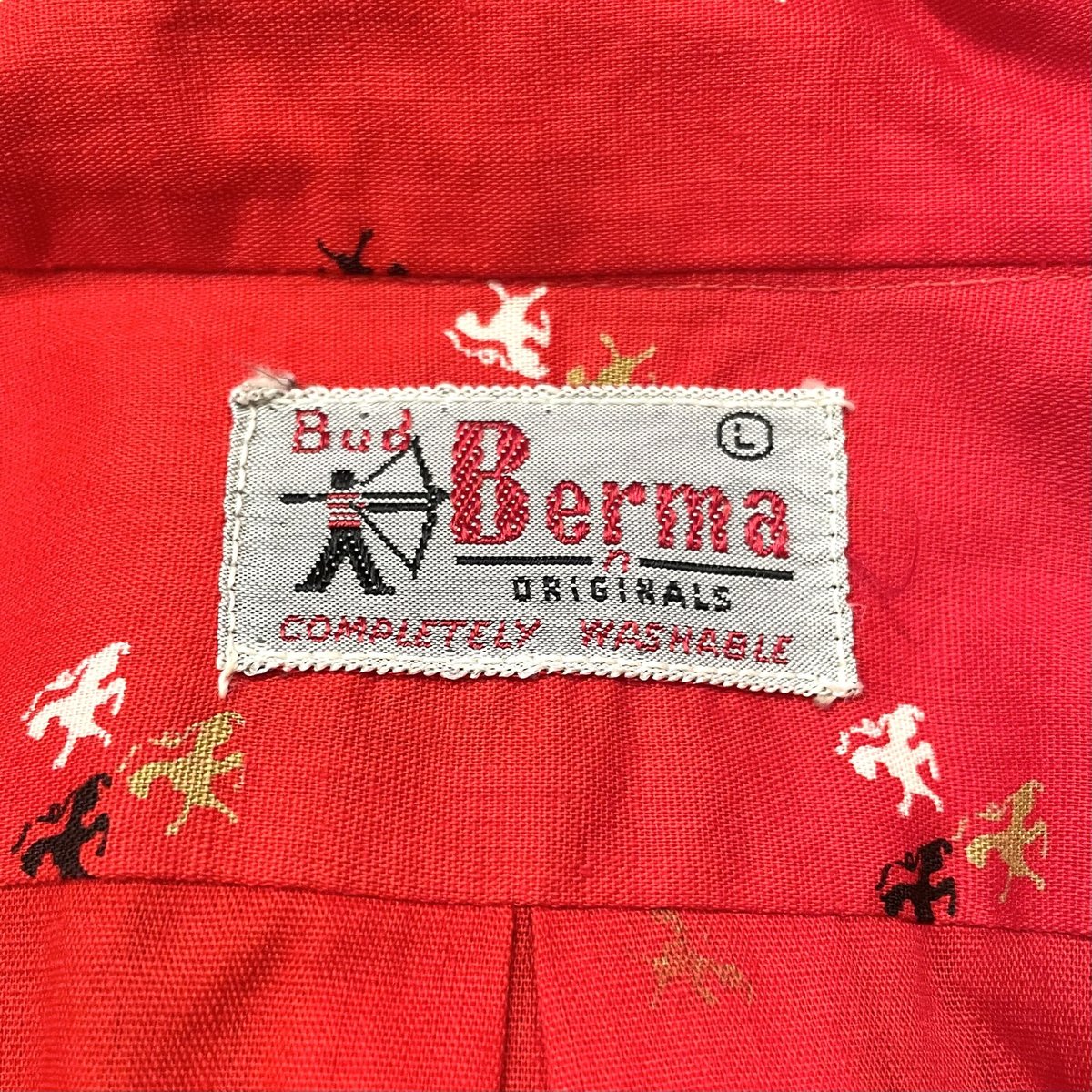 Bud Berma ボックスシルエット型 総柄シャツ ヴィンテージシャツ 50s
