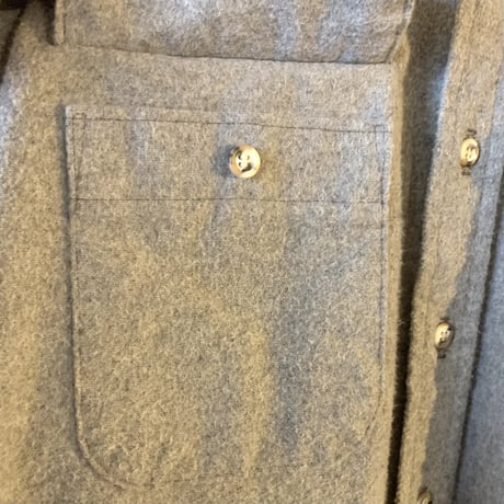 80s　FIVEBROTHER　L/S ネルシャツ　無地　グレー　コットンシャツ　ロングスリーブ　USA製　(S2527)