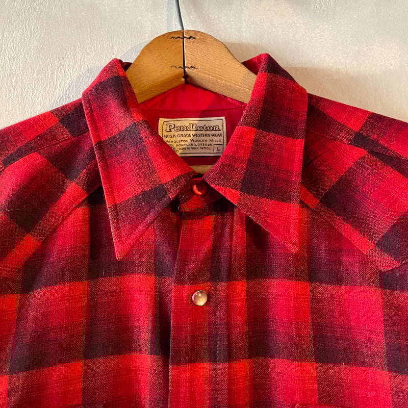 70s PENDLETON Wool Shirt USA製 ウエスタンシャツ シャドーチェック 