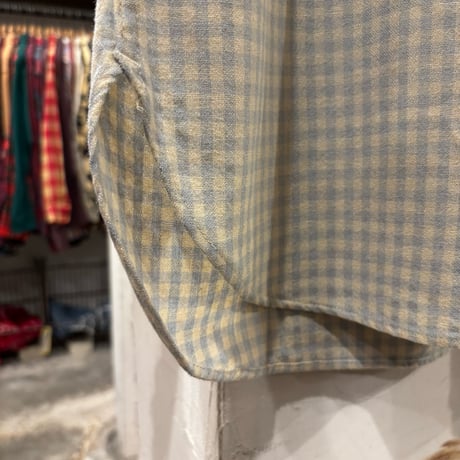 70s　PENDLETON　L/S ウールシャツ　Size M　USA製　ペンドルトン　水色×白　(S4527)