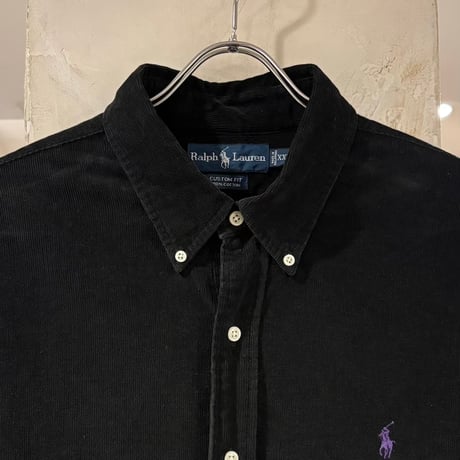 Ralph Lauren　L/S コーデュロイシャツ　CUSTOM FIT　Size XXL　ラルフローレン　ボタンダウンシャツ　ブラック　(S5498)