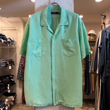 POLO RALPH RAUREN　S/S オープンカラーシャツ　Size XXL　ポロ ラルフローレン　リネン×シルク　(S5606)