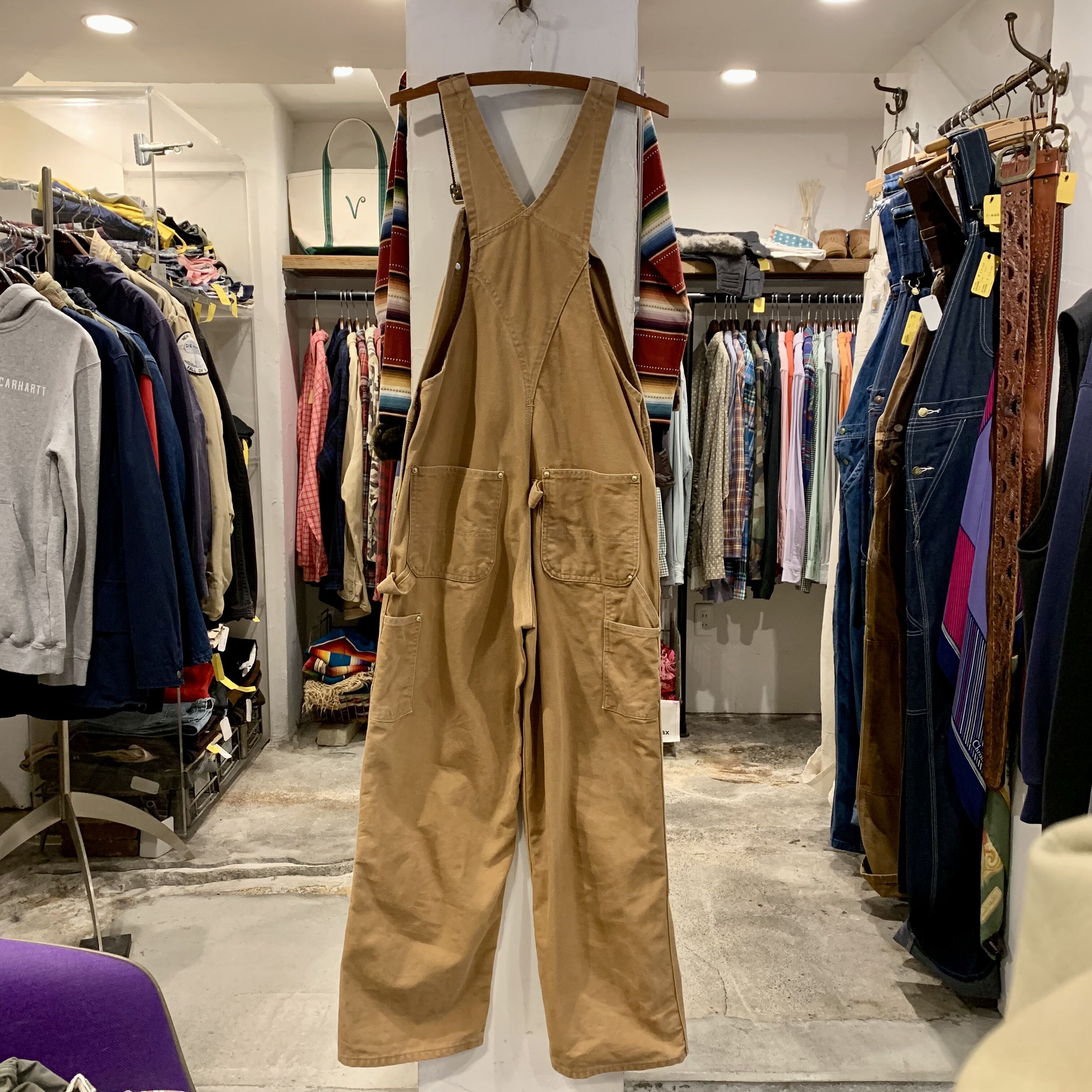 90s Carhartt ダック地 オーバーオール ダブルニー カーハート (S2187
