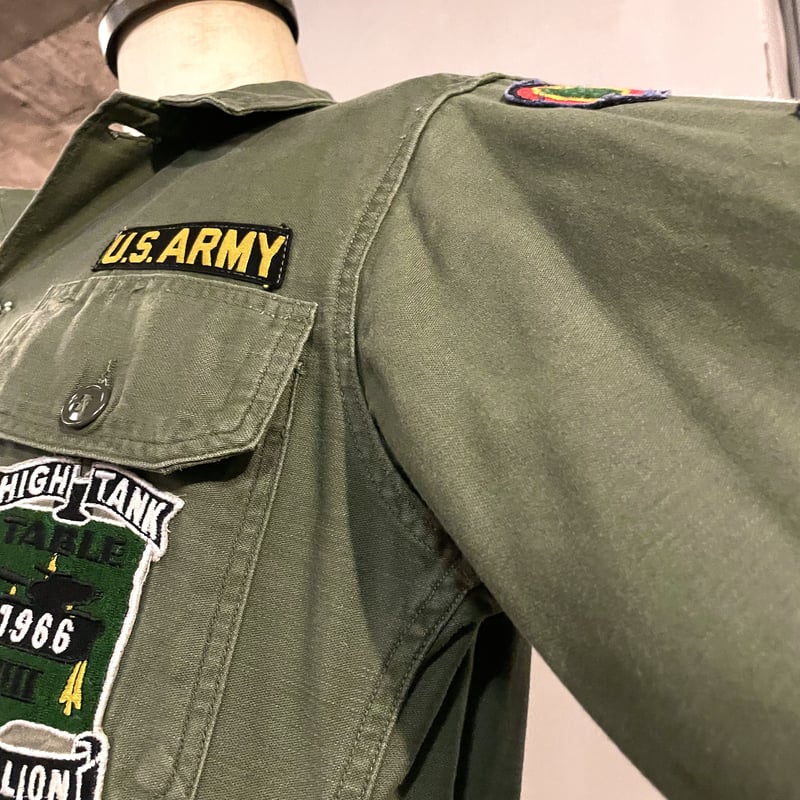 60s US ARMY ユーティリティシャツ 筒袖 OG 107 COTTON SATTEN